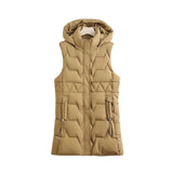 Lightweight Cozy Women Long Puffer Vest - Hooded Down - Tophatter Daily Deals