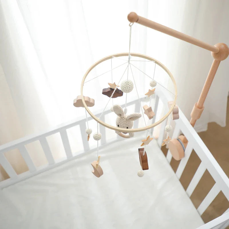 Wooden Rabbit Crib Mobile Newborn Sensory Toys Soft - Tophatter Daily Deals