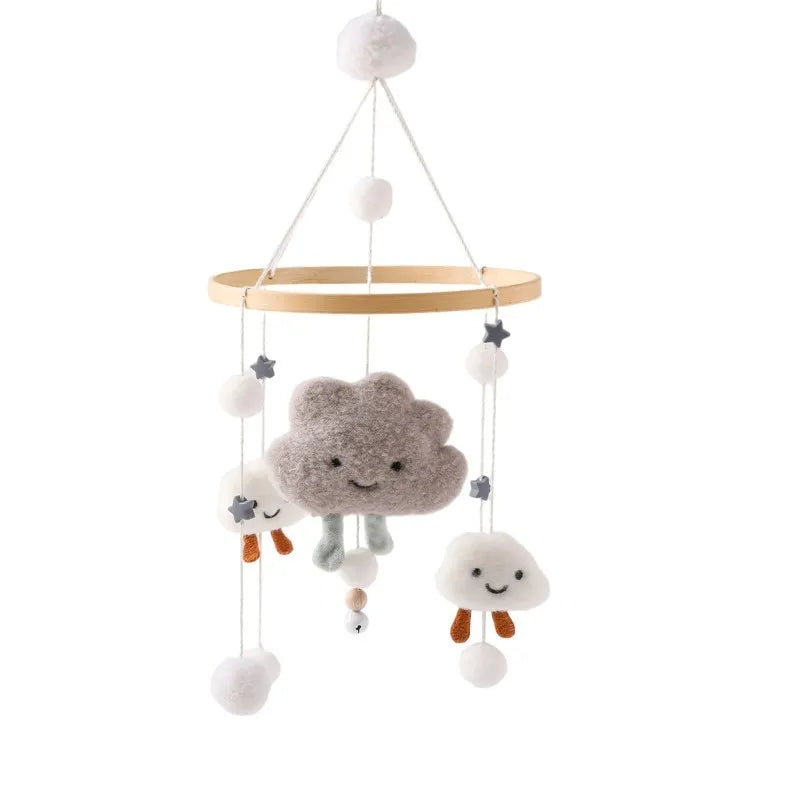 Wooden Baby Mobile With Music Box Newborn Sensory Toys Grey cloud - Tophatter Daily Deals