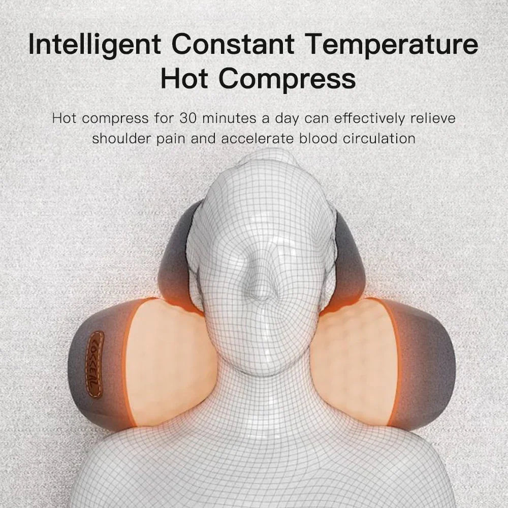 Neck Massage Pillow Heating Vibration Memory Foam Support - Tophatter Daily Deals