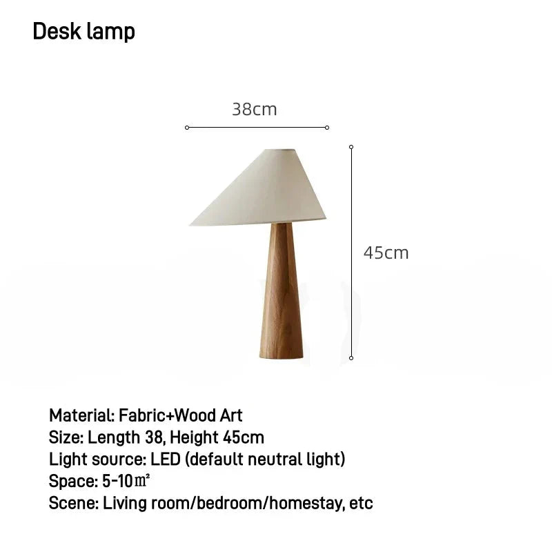 Japandi Conical Oak Floor Lamp Wabi Sabi Retro Lighting Home Decor Desk lamp H45cm - Tophatter Daily Deals