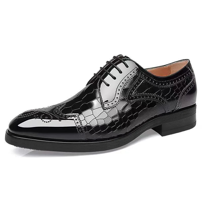 Men Leather Slip-On Brogue Oxford Loafers (Black) Apparel & Accessories > Shoes - Tophatter Daily Deals