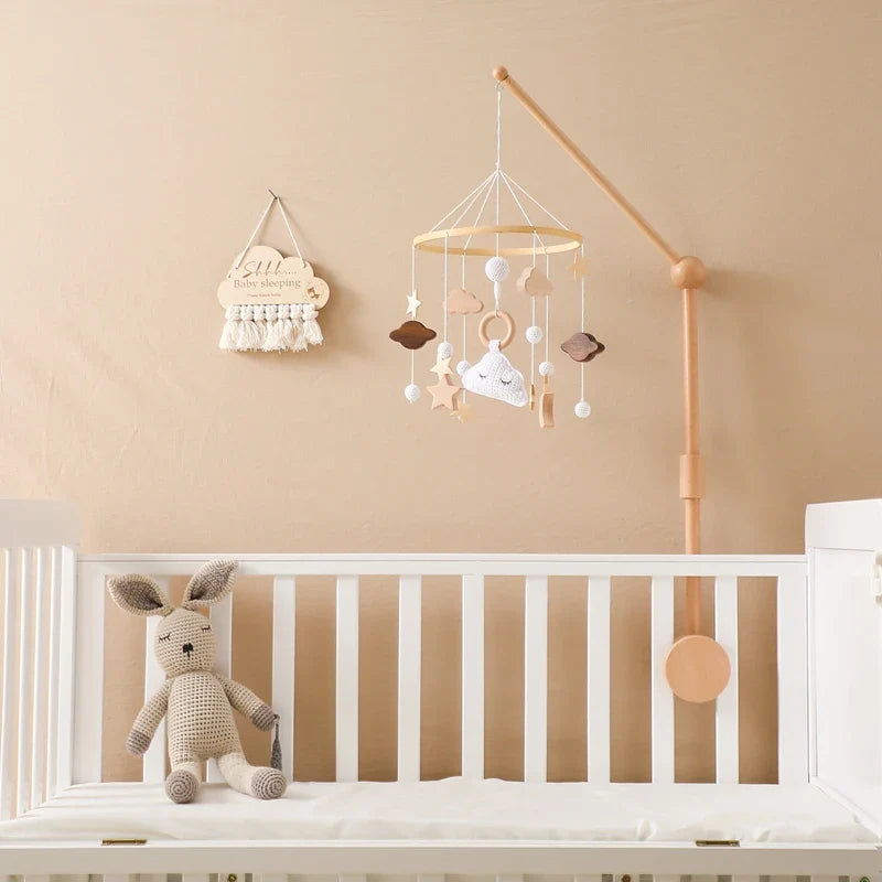 Wooden Rabbit Crib Mobile Newborn Sensory Toys Soft - Tophatter Daily Deals