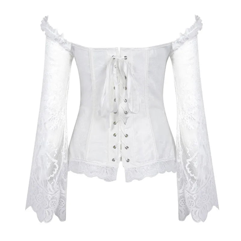 Supportive Women's Corset Top - Off Shoulder, Lace Satin - Tophatter Daily Deals