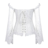 Supportive Women's Corset Top - Off Shoulder, Lace Satin - Tophatter Daily Deals