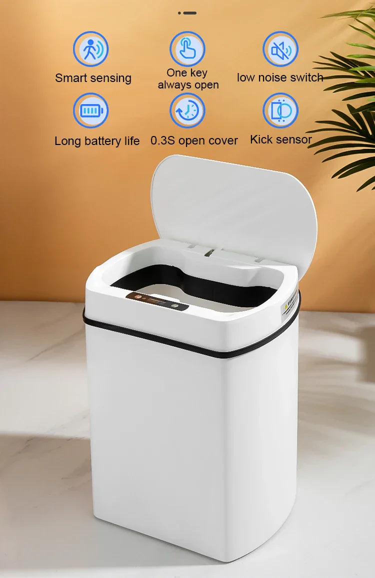 Smart Sensor Trash Can Rectangular Kitchen Bathroom - Tophatter Daily Deals