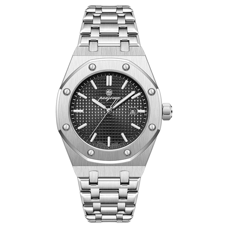 Quartz Stainless Steel Business Watch Waterproof Date Silver Black - Tophatter Daily Deals