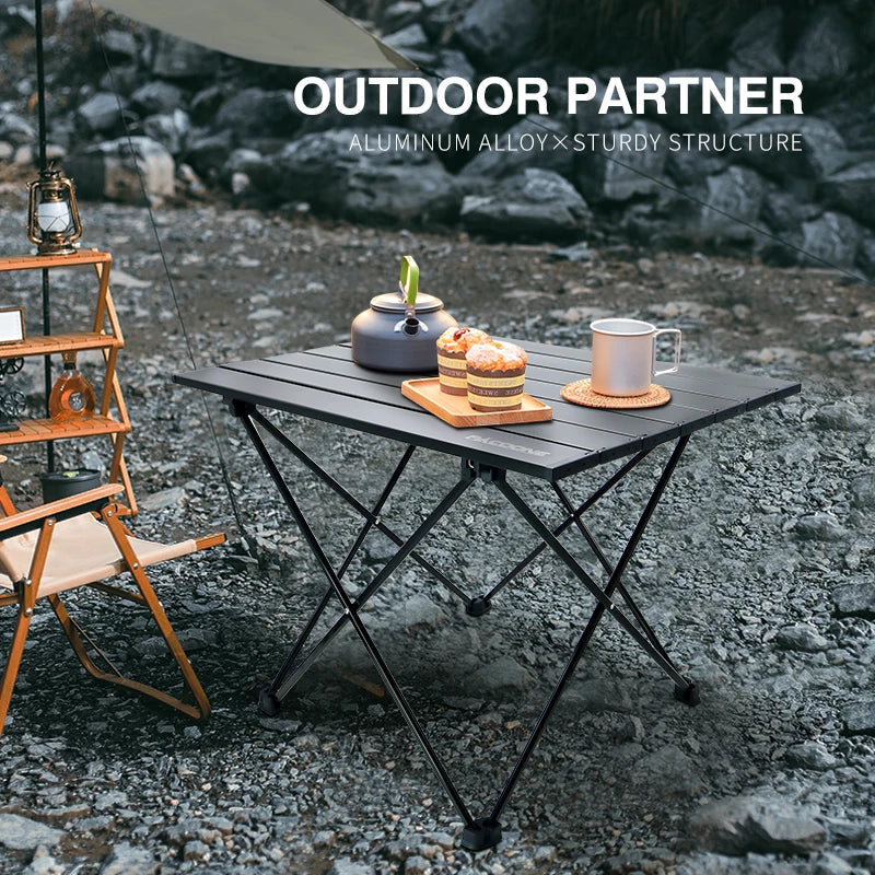 Portable Folding Camping Table Aluminum Black Camp Furniture - Tophatter Daily Deals