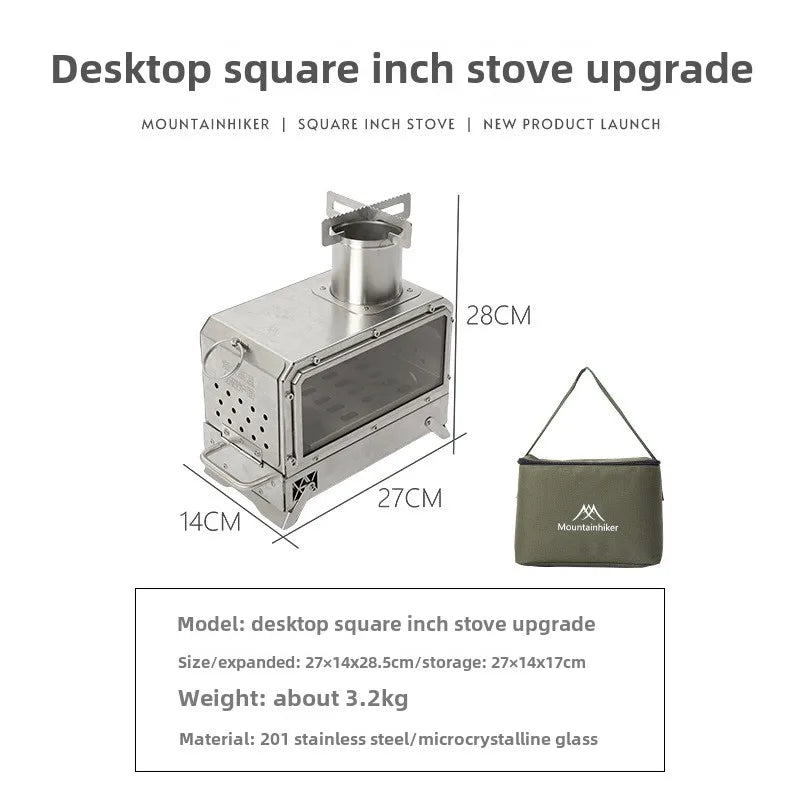 Portable Wood Firewood Square Stove Silver Camp Cooking - Tophatter Daily Deals