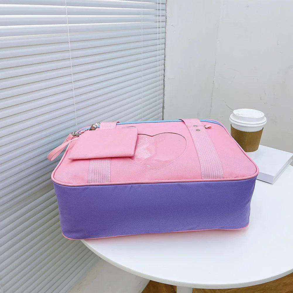 Heart PU Leather Laptop Bag Pastel Handbag Top Handle Japanese Style School Bag - Tophatter Daily Deals