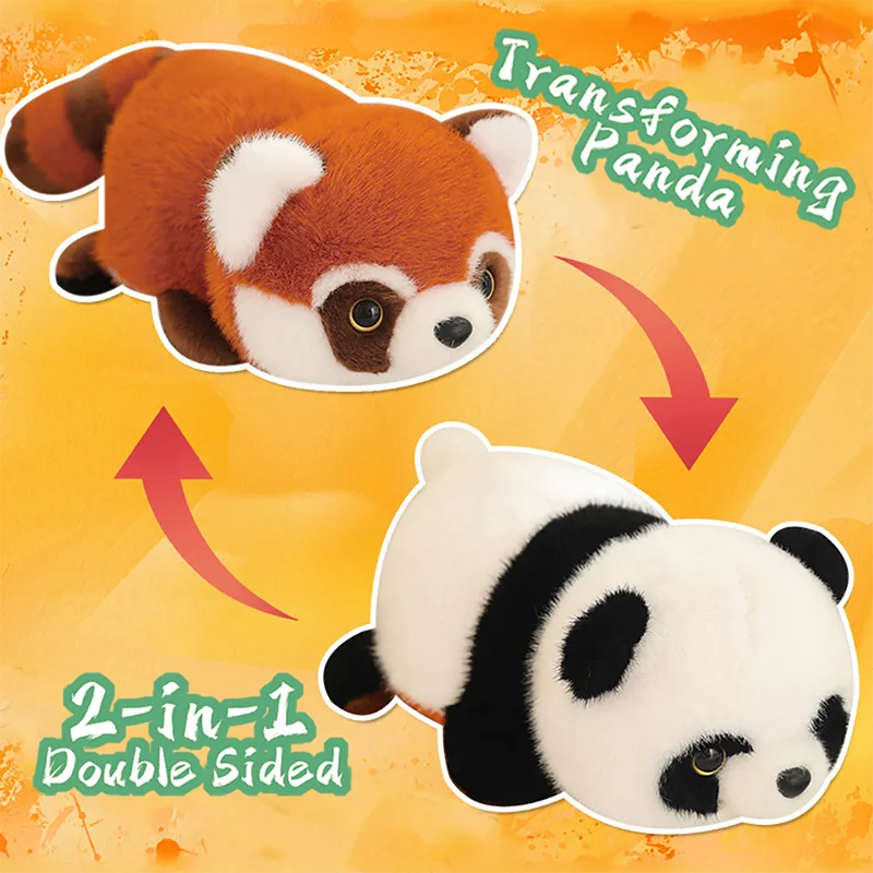 Double-Sided Panda Raccoon Plush Toy Red Panda Animals - Tophatter Daily Deals