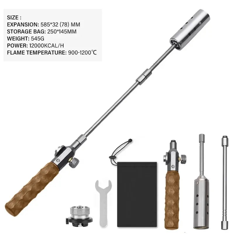 Three-Stage Outdoor Gas Burner Torch Silver Camp Cooking - Tophatter Daily Deals