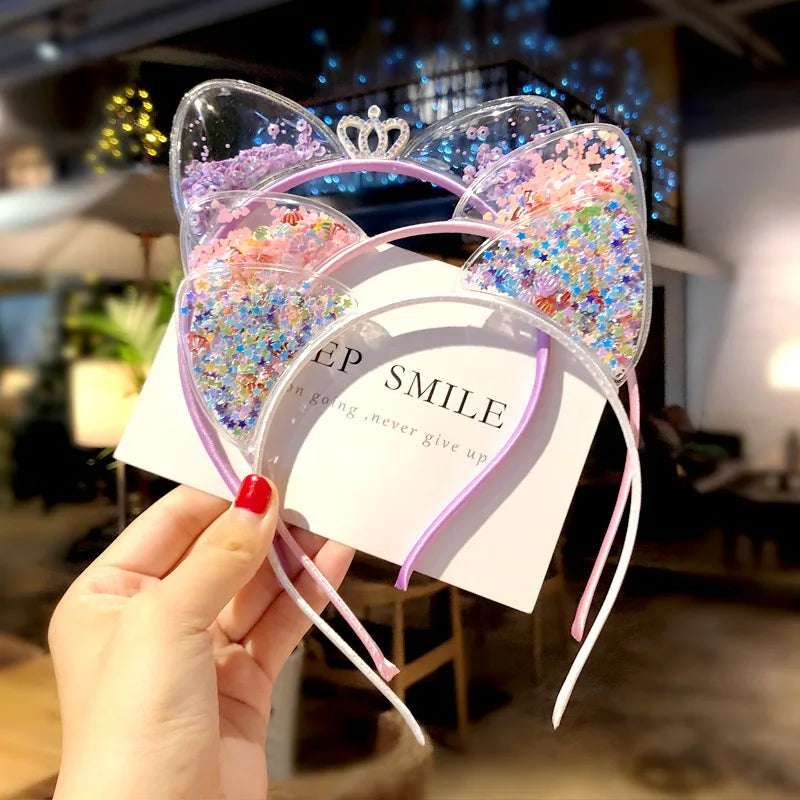 Glitter Sequins Cat Ear and Bow Headbands Multicoloured Mythical - Tophatter Daily Deals