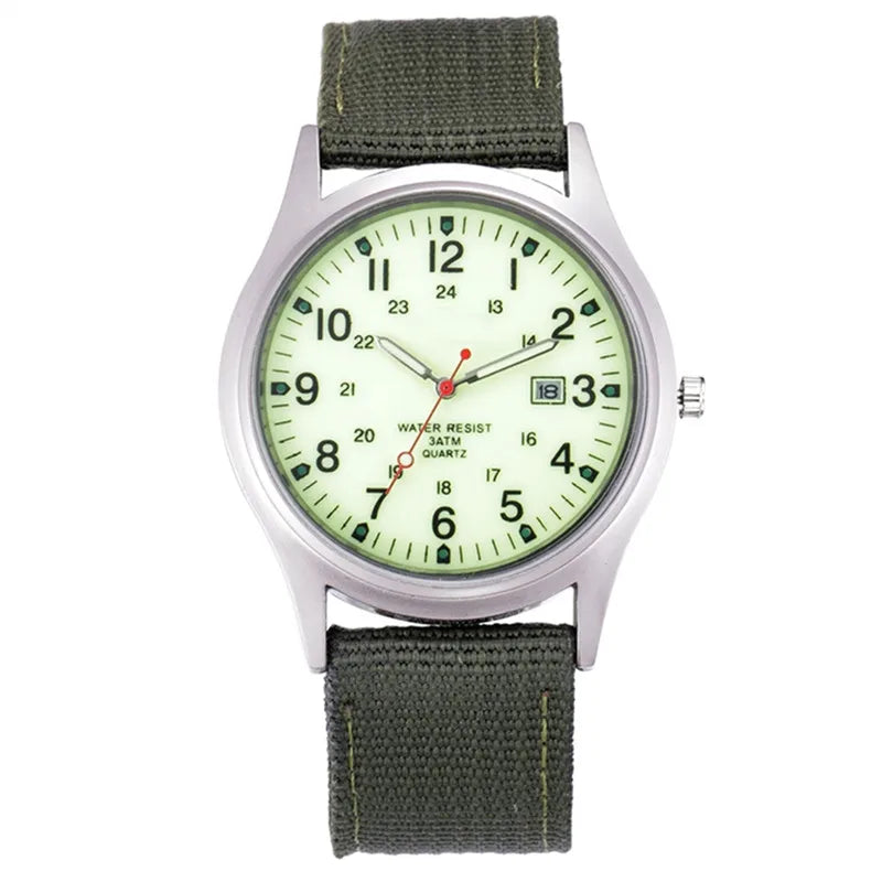 Quartz Field Watch Nylon Strap Military Style Date Luminous - Tophatter Daily Deals