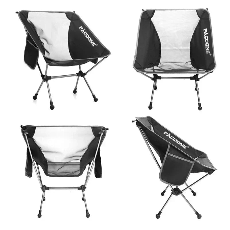 Camping Folding Moon Chair Black Camp Furniture - Tophatter Daily Deals