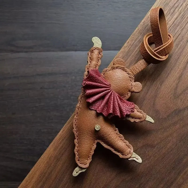 PU Leather Bag Charm Personal Dancing Bear Keychain Gift - Tophatter Daily Deals