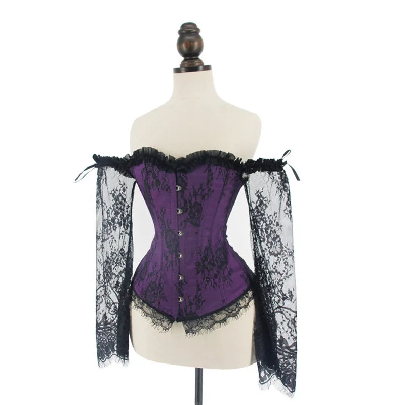Supportive Women's Corset Top - Off Shoulder, Lace Satin - Tophatter Daily Deals