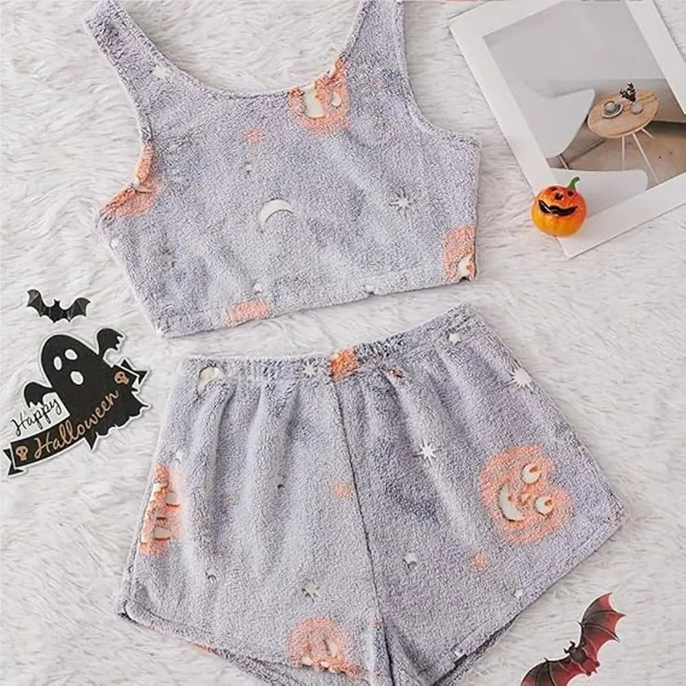Soft Womens Pajama Set - Sleeveless Crop, Velvet Homewear - Tophatter Daily Deals
