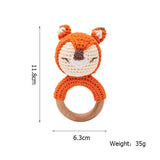 Wooden Crochet Animal Teether Rattle Newborn Sensory Toys 1PC Fox - Tophatter Daily Deals