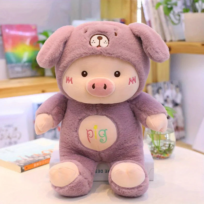 Pig Bear Hat Plush Toy Purple 30cm Animals - Tophatter Daily Deals