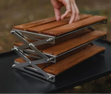Portable 3-Tier Camping Rack Foldable Brown Camp Furniture - Tophatter Daily Deals