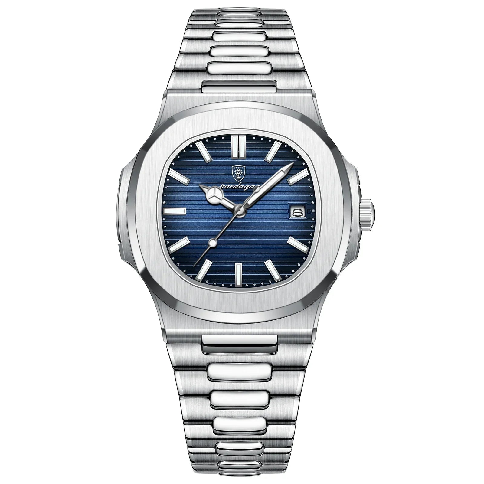 Watch for Men Stainless Steel Square Waterproof Quartz (Blue) Apparel & Accessories > Jewelry > Watches - Tophatter Daily Deals