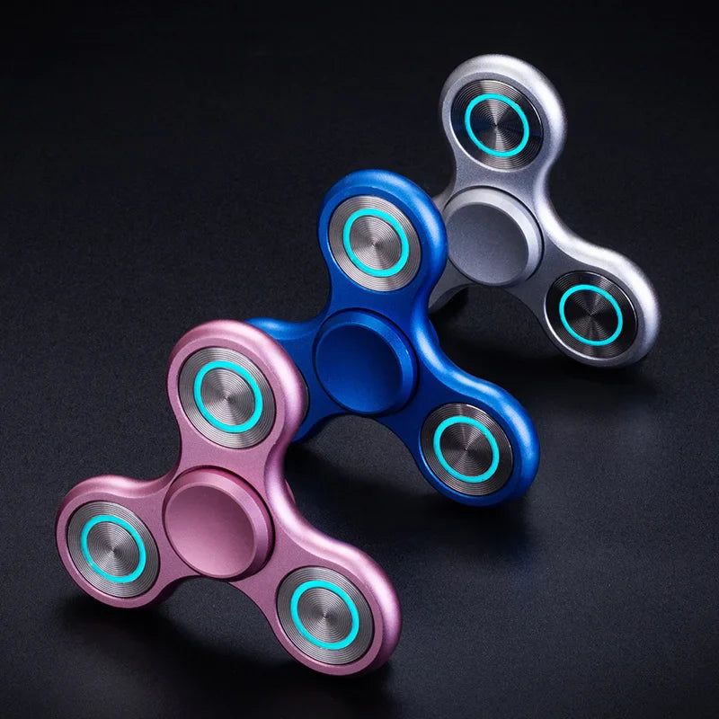 Fidget Spinner Luminous Metal Triangle EDC Desk Focus Toy - Tophatter Daily Deals