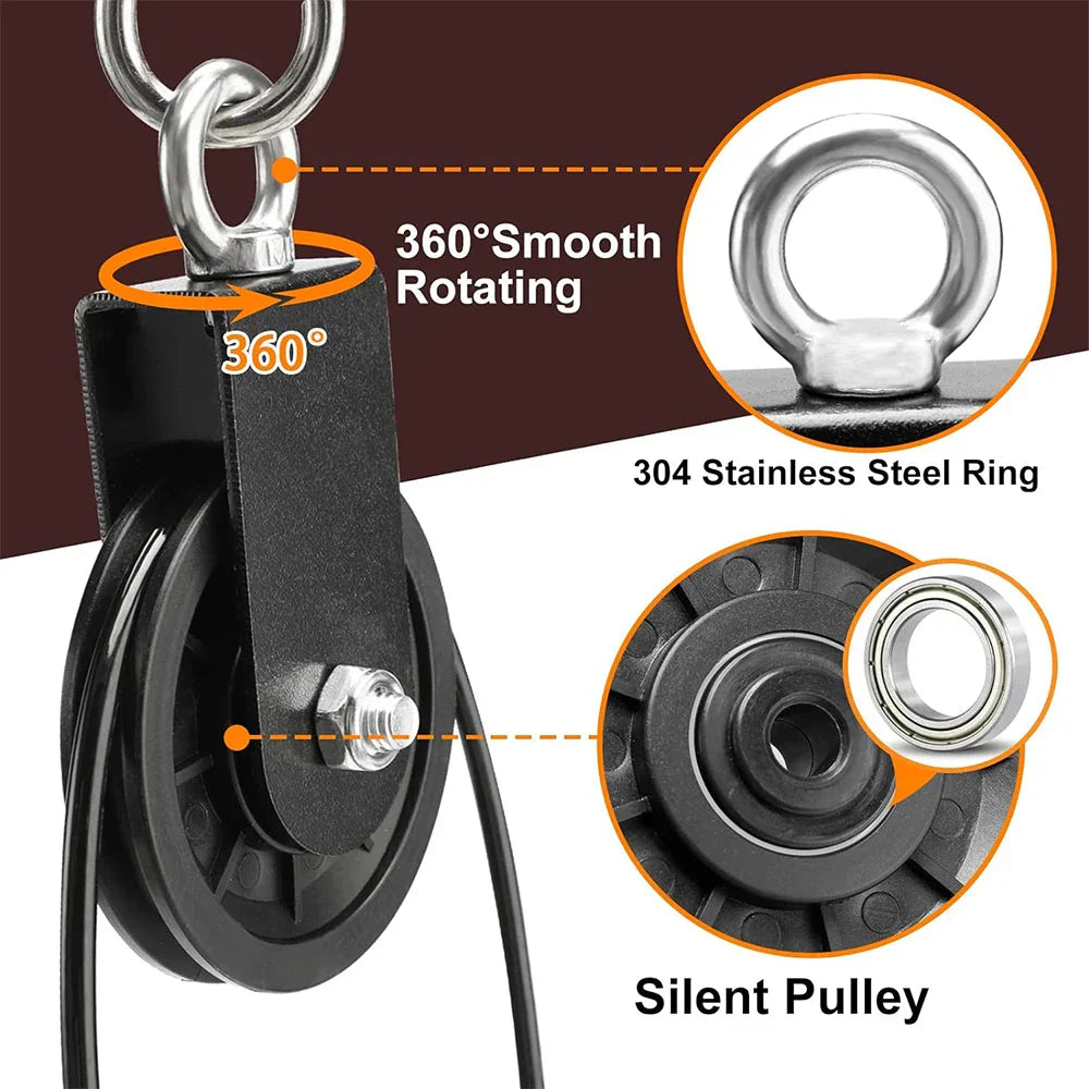 Pulley Cable System Pull Down Lift Attachment Black Fitness - Tophatter Daily Deals
