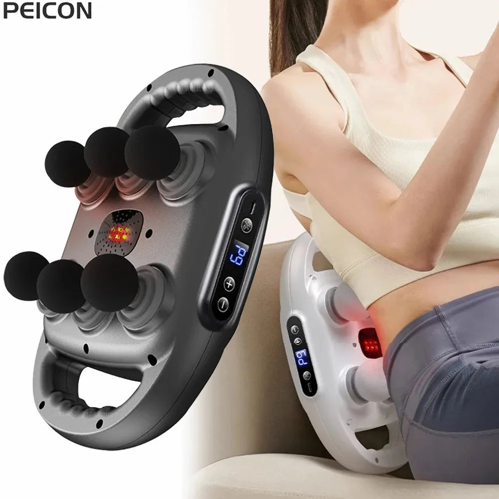 Fascia Gun Muscle Massager Gun High Frequency Back Waist Massage Machine Six-head Body Shoulder Professional Fascia Massage Gun - Tophatter Daily Deals