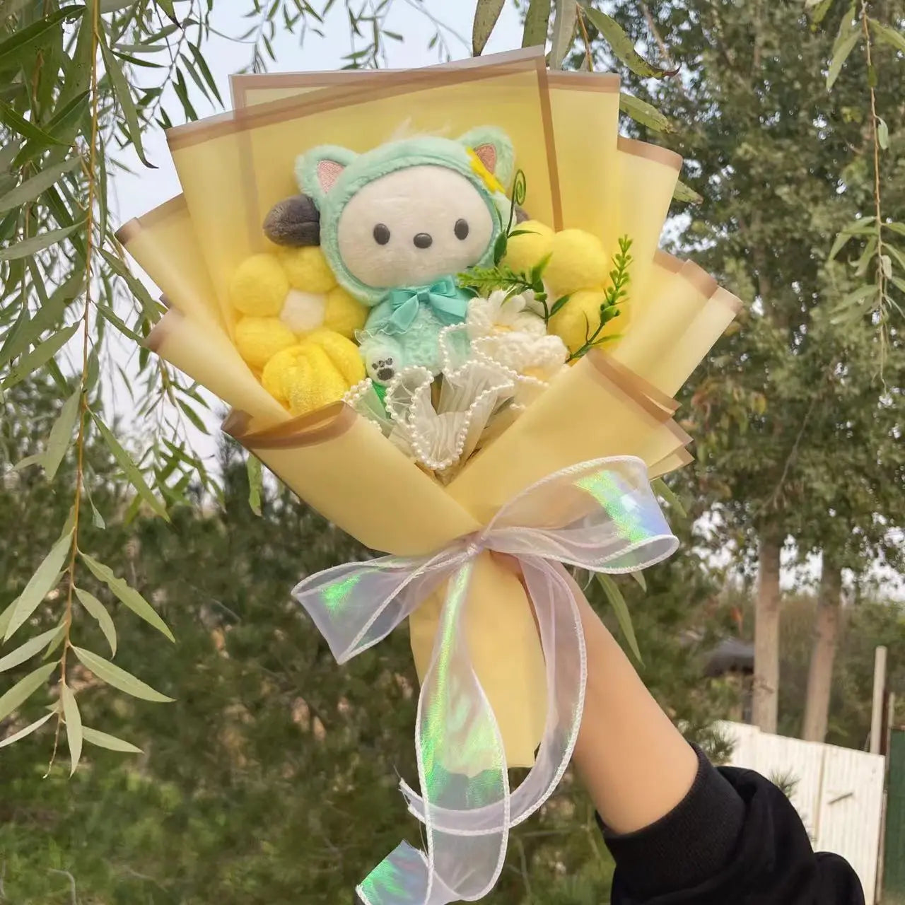 Sanrio Pochacco San-X Rilakikuma Bear Plush Toy Flower Bouquet Yellow Flowers - Tophatter Daily Deals