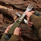 7-in-1 Folding Camping Cutlery Set with Storage Bag Green Camp Cooking - Tophatter Daily Deals
