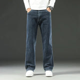 Stretchy Men’s Jeans - Wide Leg, Cotton, Business Casual Blue Grey - Tophatter Daily Deals