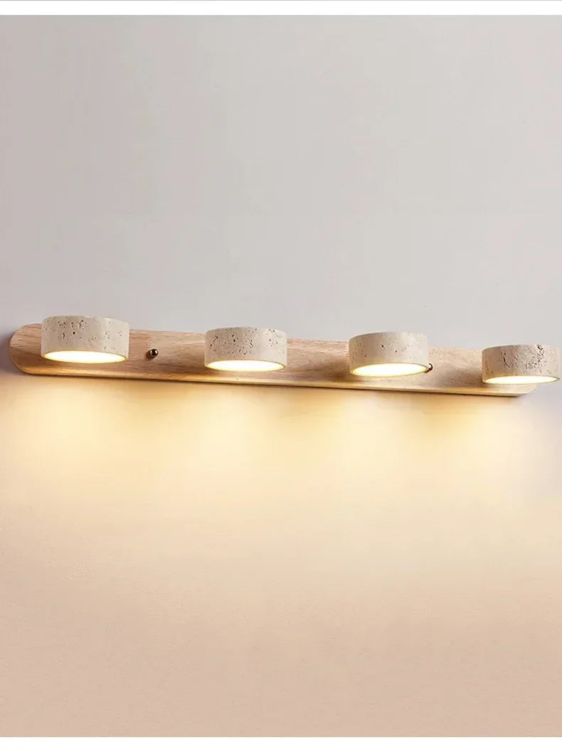 Japandi Wabi Sabi Round LED Wall Light With Mirror Bathroom - Tophatter Daily Deals