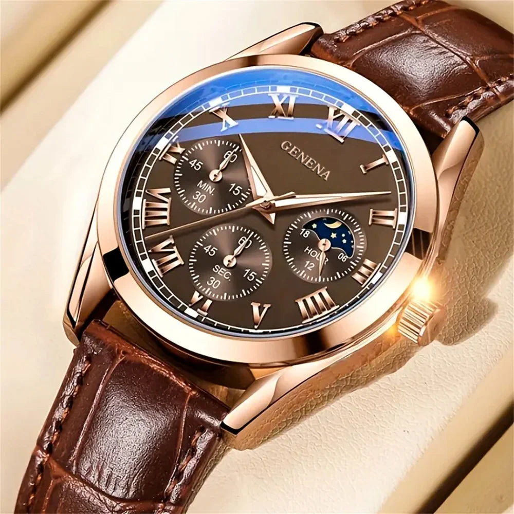 Quartz Watch Leather Strap Dress Casual Fall 2025 Business - Tophatter Daily Deals