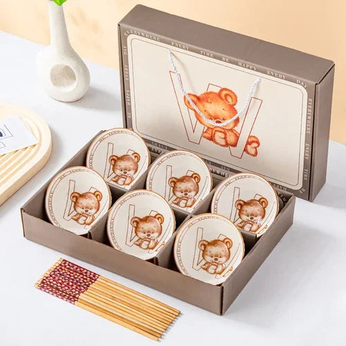 Japanese Hand Painted Ceramic Bowl Set With Chopsticks D-6Bowl 6chopsticks - Tophatter Daily Deals