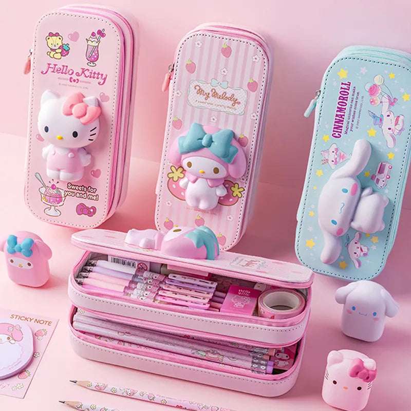 Sanrio Zipped Pencil Case Kawaii Hello Kitty Cinnamoroll My Melody Anime - Tophatter Daily Deals