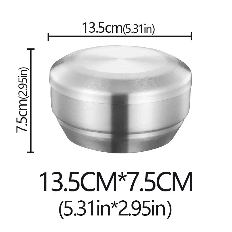 Stainless Steel Double Layer Rice Bowl With Lid Insulated silver-L-With lid - Tophatter Daily Deals