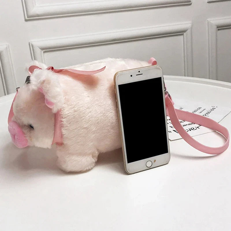 Pink Pig Plush Crossbody Bag Animals - Tophatter Daily Deals