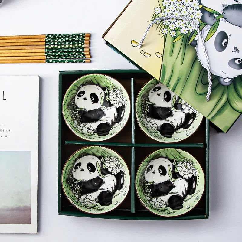 Japanese Hand Painted Ceramic Bowl Set With Chopsticks - Tophatter Daily Deals