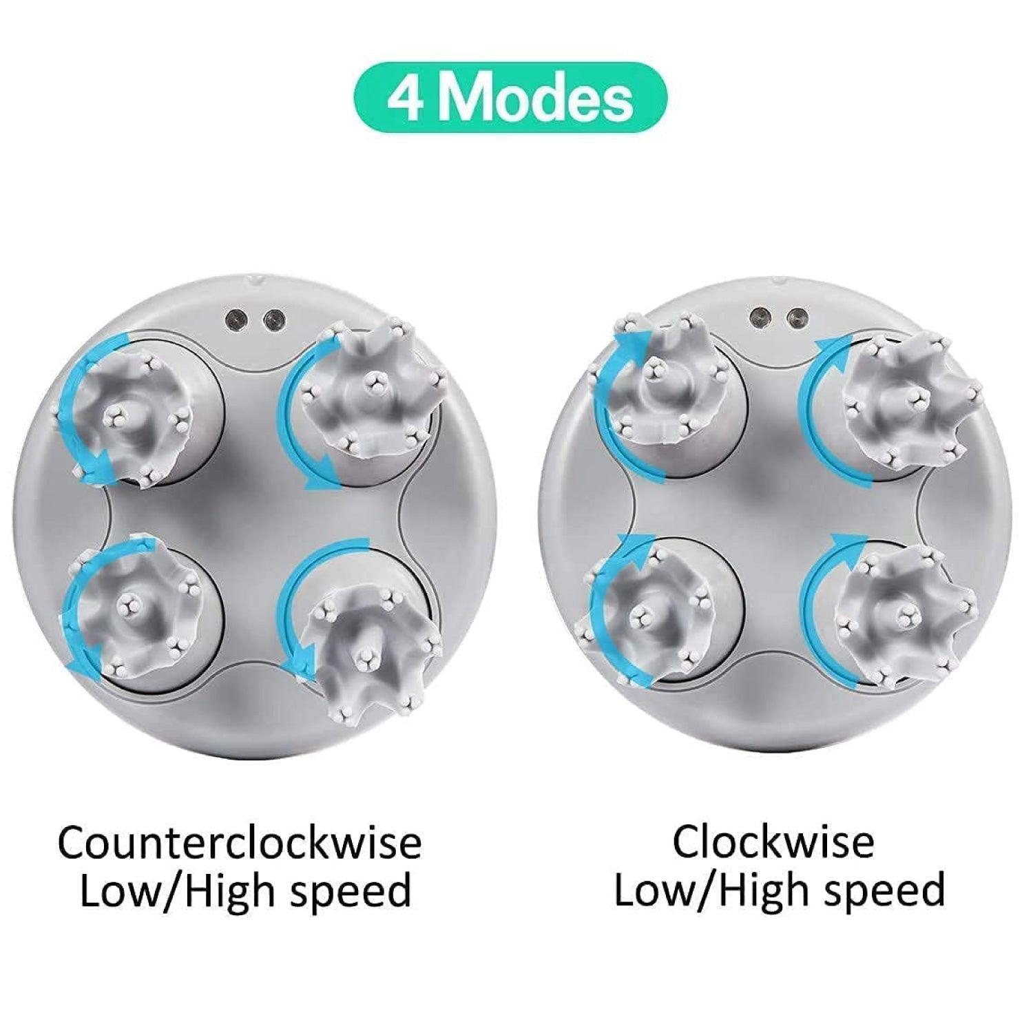 Electric Scalp Massager - 4 Replacement Massage Heads Portable Head Scratcher with Tissue Kneading Nodes Personal Care - Tophatter Daily Deals