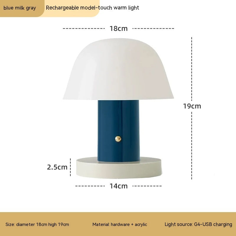 Scandi Mushroom Lamp Blue Milk Gray Lighting - Tophatter Daily Deals