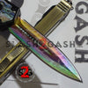 Black Scarab D/A OTF Knife Rainbow Damascus 440c w/ Abalone - Plain Knife-OTF - Tophatter Daily Deals
