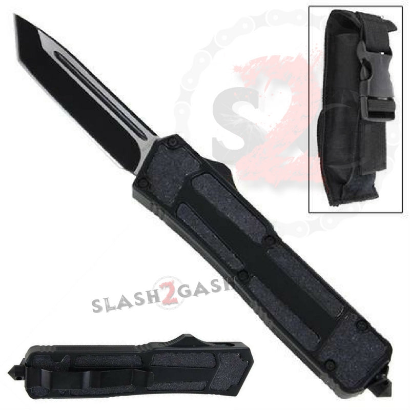 Black Scarab Dual Action OTF Automatic Knife - Tanto Edge Plain Knife-OTF - Tophatter Daily Deals