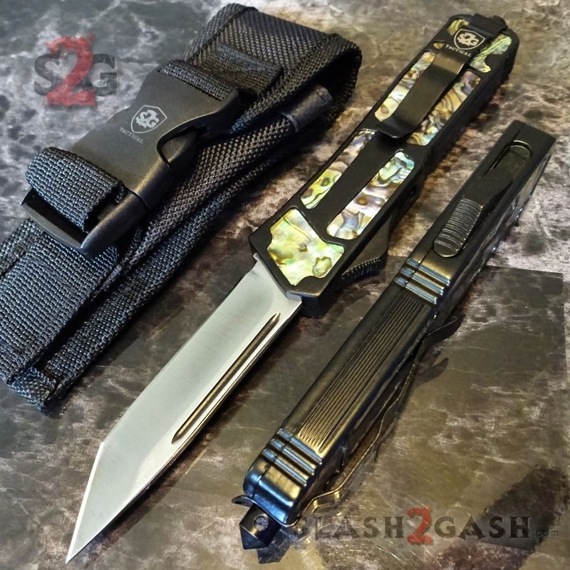 S2G Tactical OTF Knife Abalone Switchblade w/ Rainbow Damascus - Asst. Knife-OTF - Tophatter Daily Deals