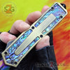 Golden Scarab D/A OTF Knife Rainbow Damascus 440c w/ Abalone - Plain Knife-OTF - Tophatter Daily Deals