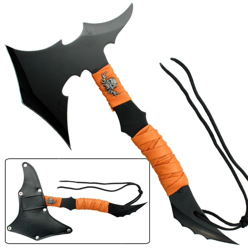 13 Inch Overall Zombie Hunter Flaming Skull Head Axe Collectible Weapons - Tophatter Daily Deals