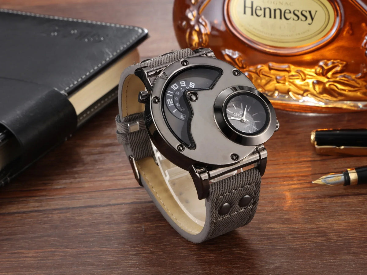 Quartz Sport Watch With Fabric Strap Irregular Alloy Case - Tophatter Daily Deals