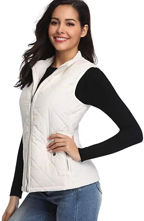 Lightweight Women Quilted Vest - Stand Collar Cotton Winter - Tophatter Daily Deals