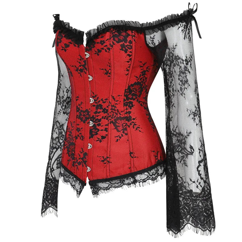 Supportive Women's Corset Top - Off Shoulder, Lace Satin - Tophatter Daily Deals