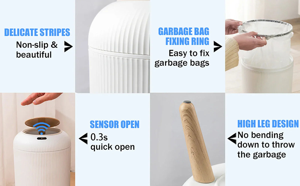 Motion Sensor Trash Can Small Plastic Smart Bin Hands Free - Tophatter Daily Deals